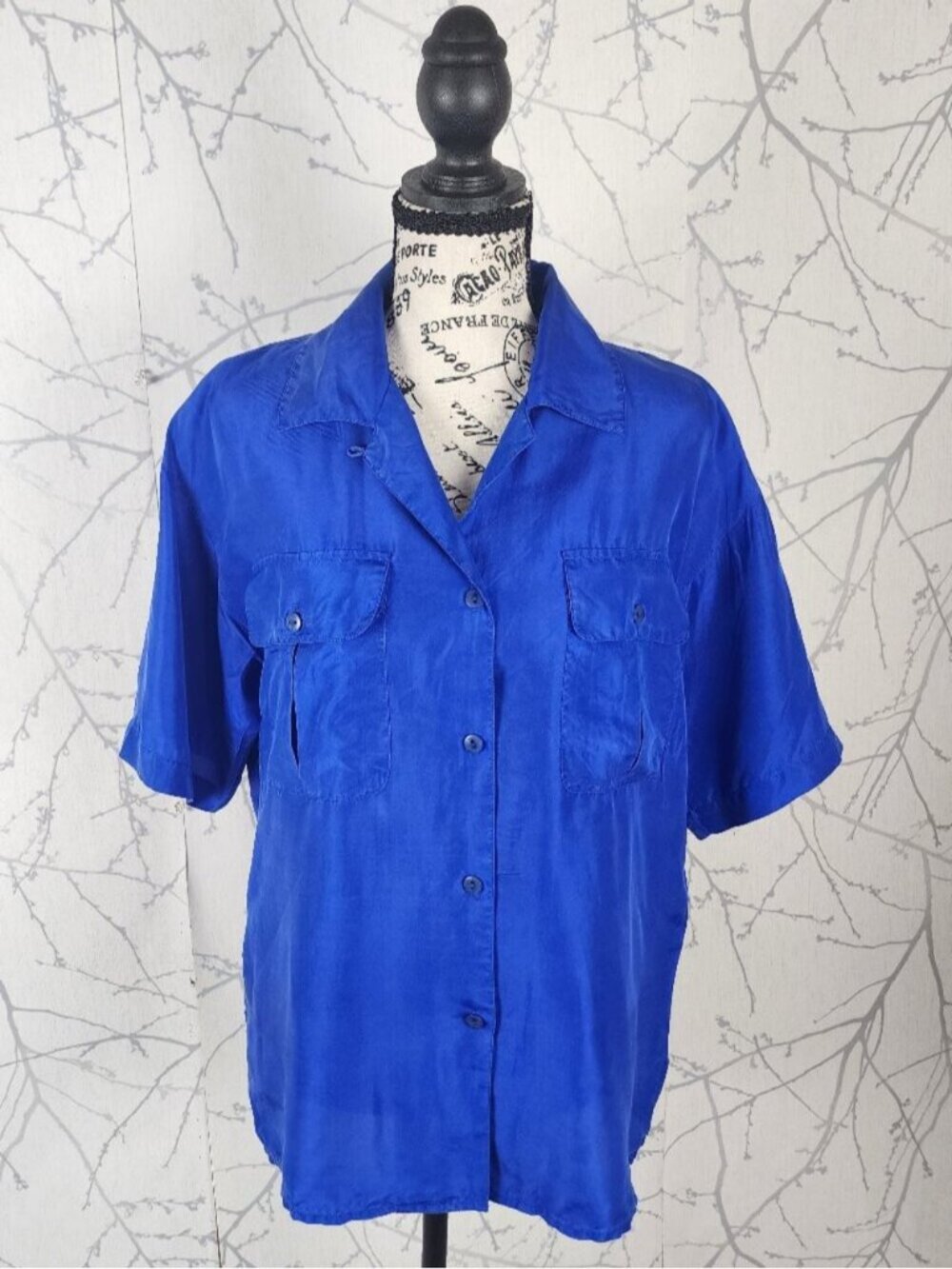 Gino Bessilini Royal Blue 100% Silk Western Loose Fit Shirt